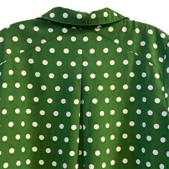 Susan Graver Women's M Green Polka Dot Button Down Blouse 3/4 Sleeve - Picture 5 of 11